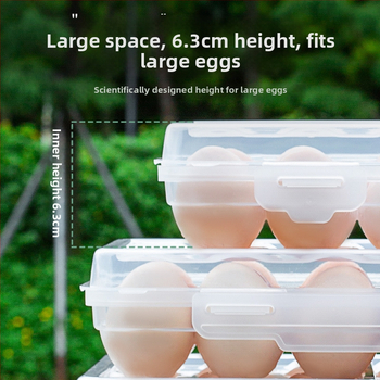 Cutie de depozitare a ouălor pentru camping cu sertar glisant – portabilă, menține prospețimea, etanșă, plastic alimentar