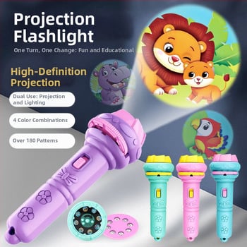 Παιδικό προβολικό φως-παιχνίδι με λάμψη και εκπαιδευτική λειτουργία, προβολέας με κινούμενα σχέδια (πλαστική κατασκευή; 4–6 ετών; λάμψη; εκπαιδευτικό)