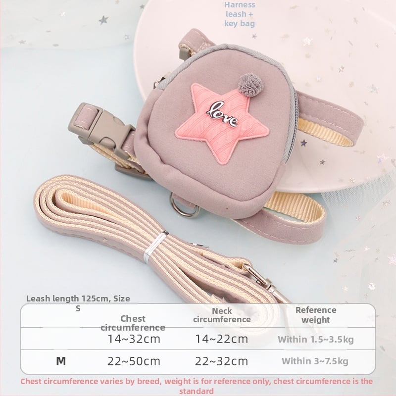 Котешки повод с регулируем разтягащ се механизъм, полиестерно въже, за котки