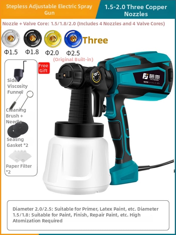 Ασύρματο ηλεκτρικό πιστόλι ψεκασμού με επαναφορτιζόμενη μπαταρία λιθίου – 25V, όλα-σε-ένα για οικιακή βαφή λατέξ