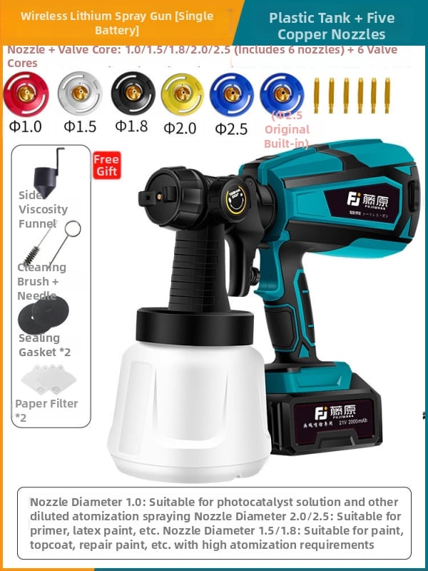 Ασύρματο ηλεκτρικό πιστόλι ψεκασμού με επαναφορτιζόμενη μπαταρία λιθίου – 25V, όλα-σε-ένα για οικιακή βαφή λατέξ