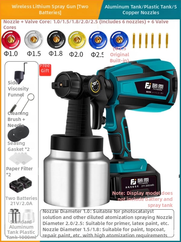 Ασύρματο ηλεκτρικό πιστόλι ψεκασμού με επαναφορτιζόμενη μπαταρία λιθίου – 25V, όλα-σε-ένα για οικιακή βαφή λατέξ