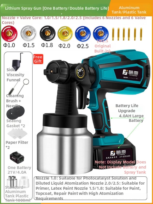 Ασύρματο ηλεκτρικό πιστόλι ψεκασμού με επαναφορτιζόμενη μπαταρία λιθίου – 25V, όλα-σε-ένα για οικιακή βαφή λατέξ