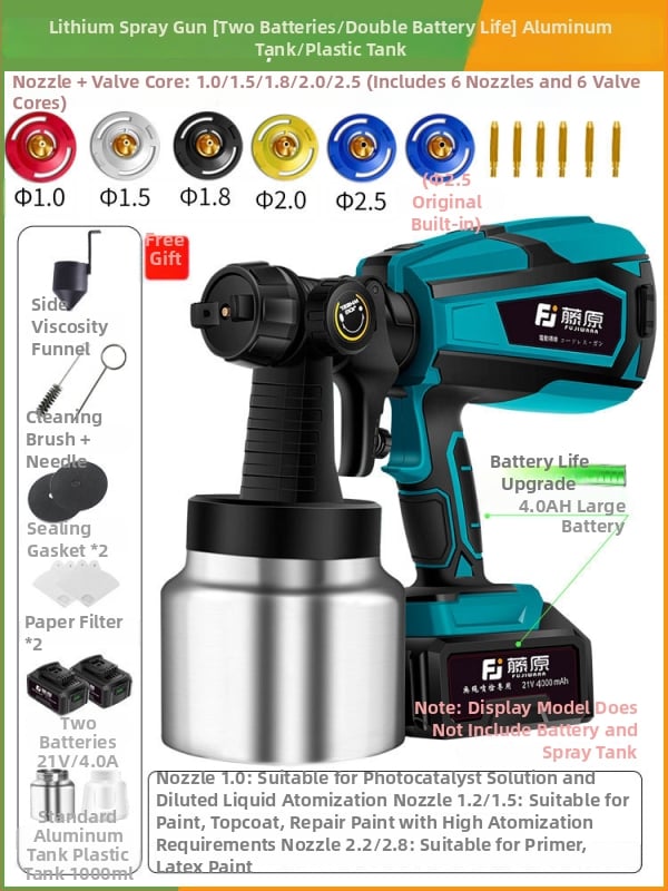 Ασύρματο ηλεκτρικό πιστόλι ψεκασμού με επαναφορτιζόμενη μπαταρία λιθίου – 25V, όλα-σε-ένα για οικιακή βαφή λατέξ