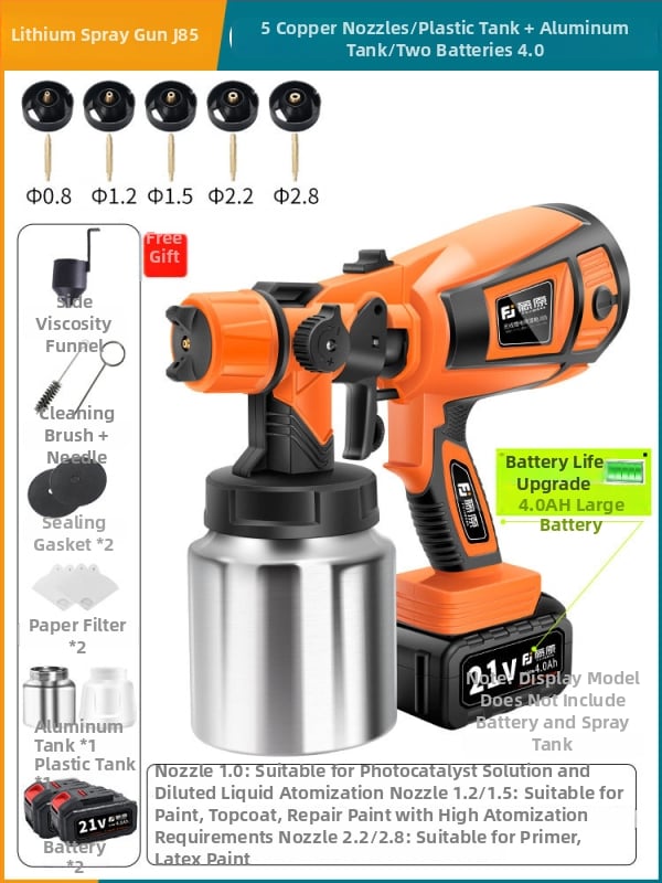 Ασύρματο ηλεκτρικό πιστόλι ψεκασμού με επαναφορτιζόμενη μπαταρία λιθίου – 25V, όλα-σε-ένα για οικιακή βαφή λατέξ