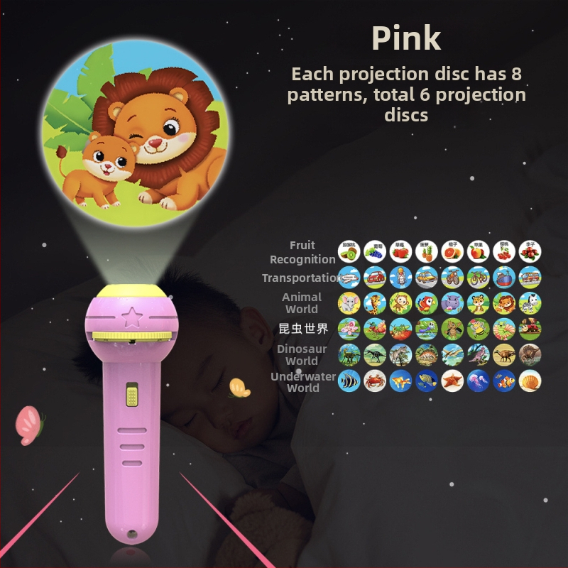 Παιδικό προβολικό φανάρι-παιχνίδι με φωτεινά ζωικά σχέδια, πλαστική κατασκευή, κατάλληλο για βρέφη 0–3 ετών, πρώιμη εκπαίδευση