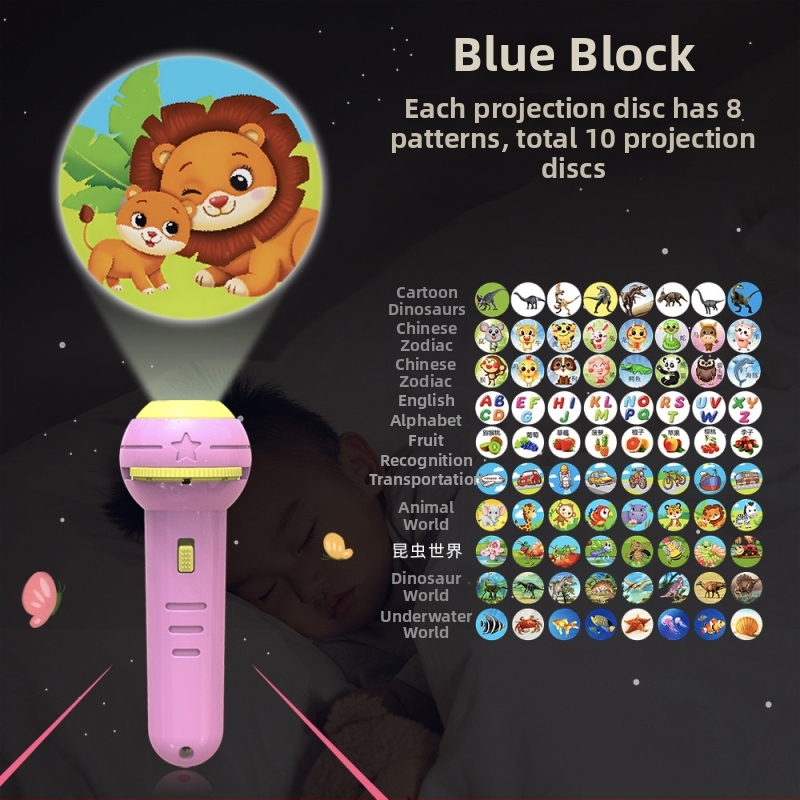 Παιδικό προβολικό φανάρι-παιχνίδι με φωτεινά ζωικά σχέδια, πλαστική κατασκευή, κατάλληλο για βρέφη 0–3 ετών, πρώιμη εκπαίδευση