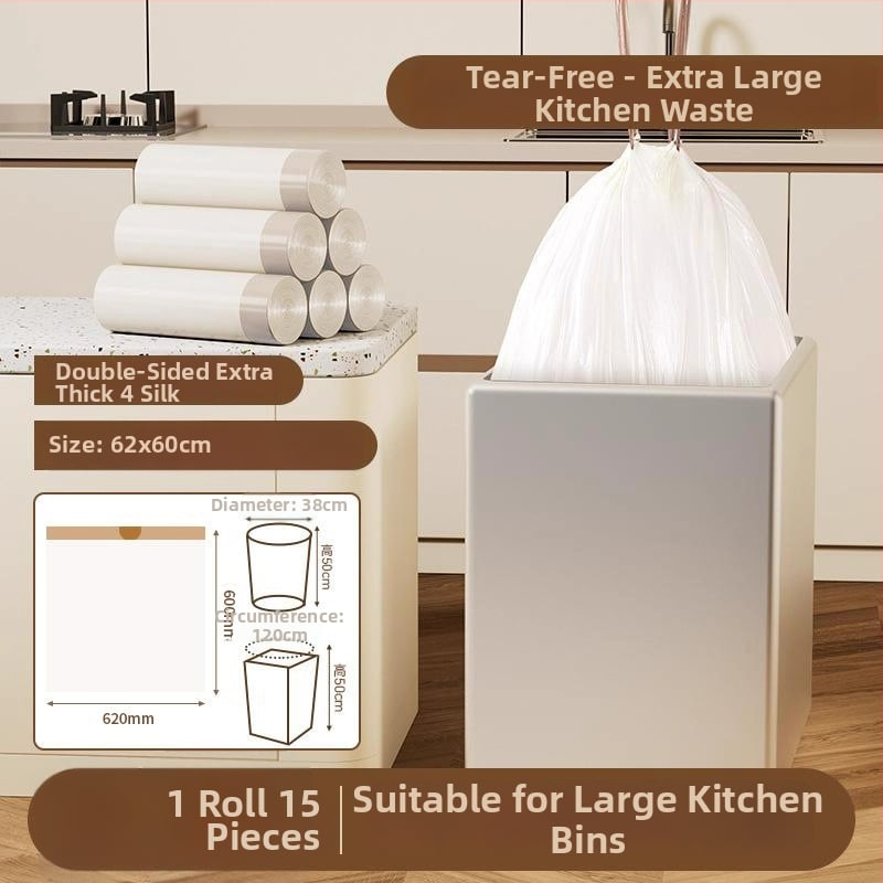 Húzózsinóros szemeteszsák, PE anyag, vastagított, újrahasználható, háztartási használatra