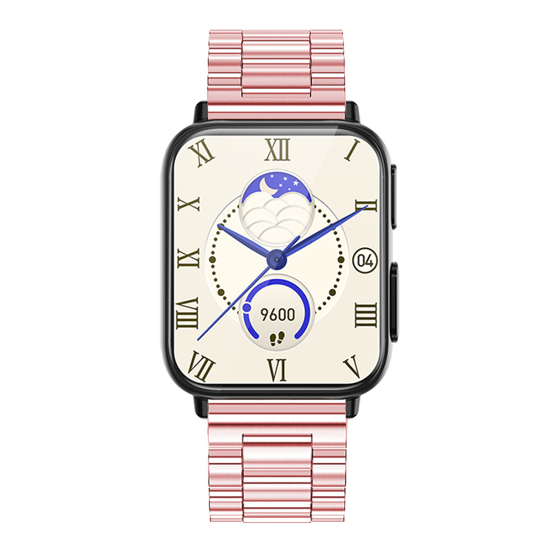 Viedpulkstenis ar ķermeņa temperatūras mērījumu, skābekļa līmeņa detektoru asinīs un miega uzraudzību; silikona siksna; magnētiskā uzlāde