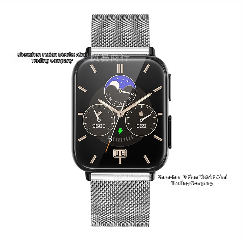 Viedpulkstenis ar ķermeņa temperatūras mērījumu, skābekļa līmeņa detektoru asinīs un miega uzraudzību; silikona siksna; magnētiskā uzlāde