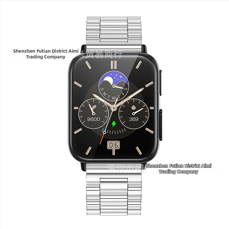 Viedpulkstenis ar ķermeņa temperatūras mērījumu, skābekļa līmeņa detektoru asinīs un miega uzraudzību; silikona siksna; magnētiskā uzlāde