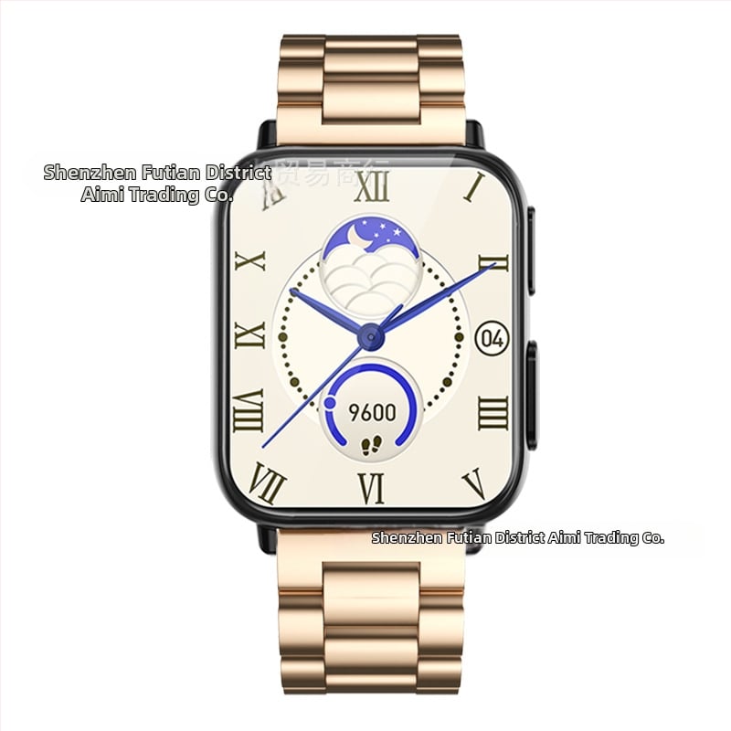 Viedpulkstenis ar ķermeņa temperatūras mērījumu, skābekļa līmeņa detektoru asinīs un miega uzraudzību; silikona siksna; magnētiskā uzlāde