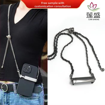 Метален държач за телефон с кръстосана презрамка и вратна верижка, цинкова сплав, геометричен модел, устойчив на износване