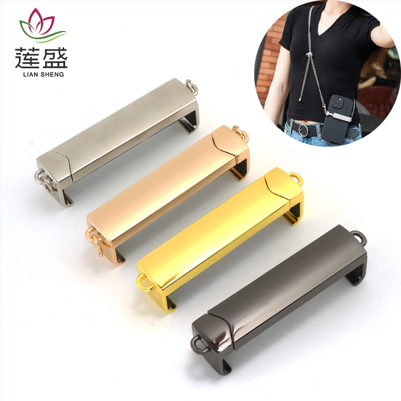 Метален държач за телефон с кръстосана презрамка и вратна верижка, цинкова сплав, геометричен модел, устойчив на износване