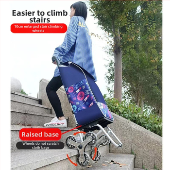 Cărucior de cumpărături portabil, pliabil, cu cadru din aliaj de aluminiu – încărcare până la 30 kg, căruț de mână