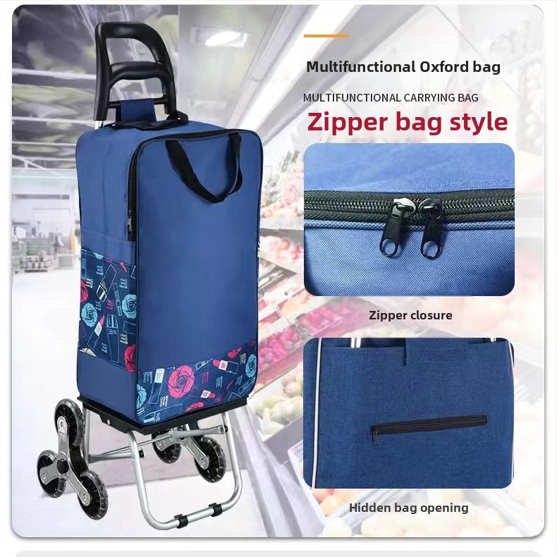 Cărucior de cumpărături portabil, pliabil, cu cadru din aliaj de aluminiu – încărcare până la 30 kg, căruț de mână