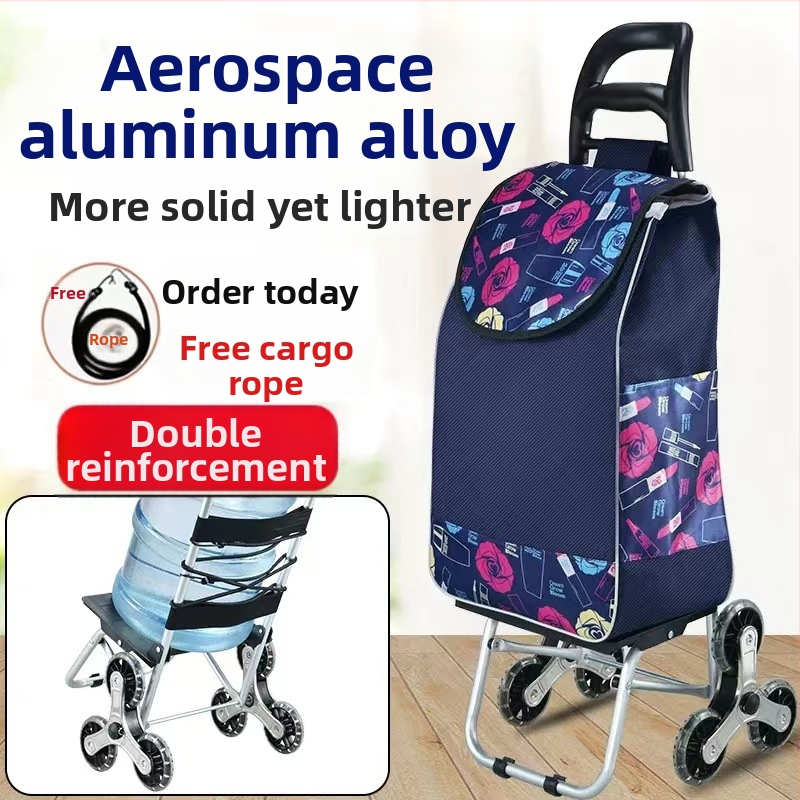 Cărucior de cumpărături portabil, pliabil, cu cadru din aliaj de aluminiu – încărcare până la 30 kg, căruț de mână