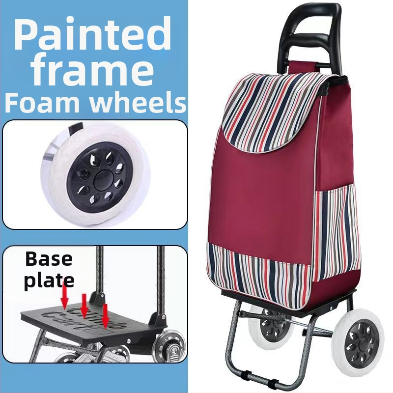 Cărucior de cumpărături portabil, pliabil, cu cadru din aliaj de aluminiu – încărcare până la 30 kg, căruț de mână