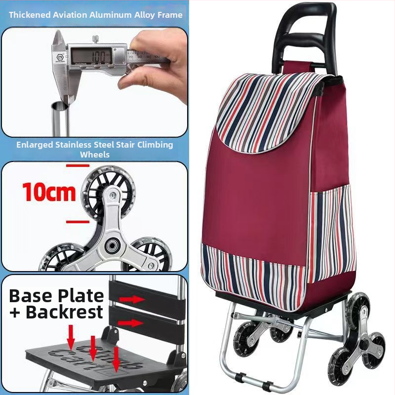 Cărucior de cumpărături portabil, pliabil, cu cadru din aliaj de aluminiu – încărcare până la 30 kg, căruț de mână