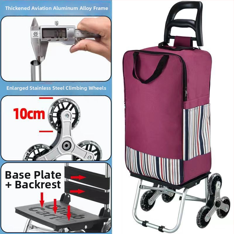 Cărucior de cumpărături portabil, pliabil, cu cadru din aliaj de aluminiu – încărcare până la 30 kg, căruț de mână