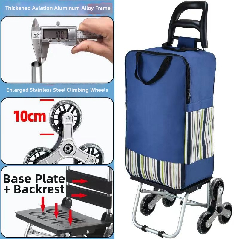 Cărucior de cumpărături portabil, pliabil, cu cadru din aliaj de aluminiu – încărcare până la 30 kg, căruț de mână