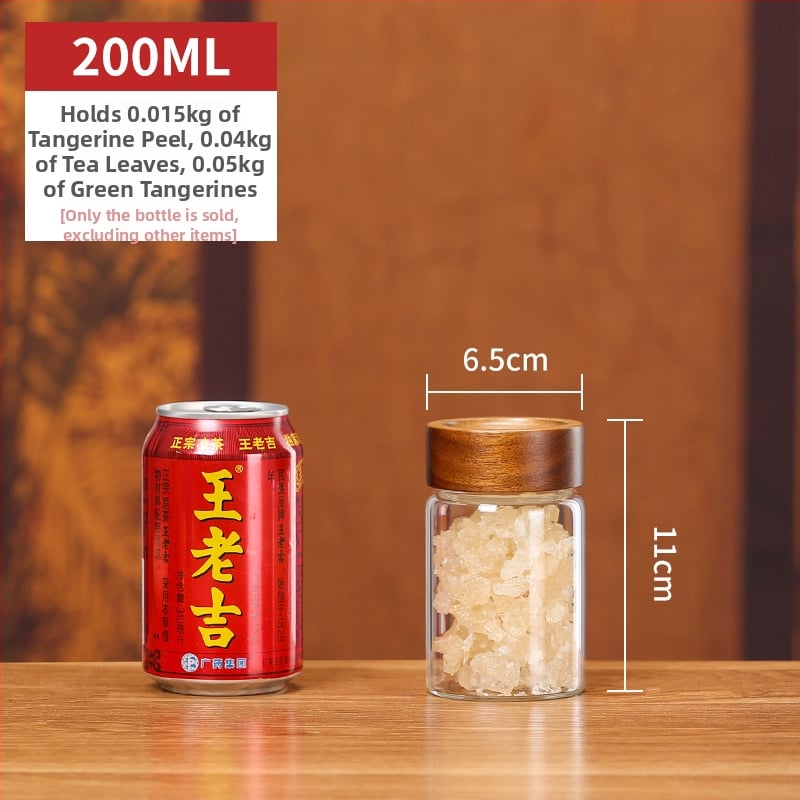 Borcan sigilat de sticlă cu capac din lemn de acacia, sticlă borosilicată de înaltă calitate, pentru alimente, capacitate 301–500 ml, compatibil cu microundele