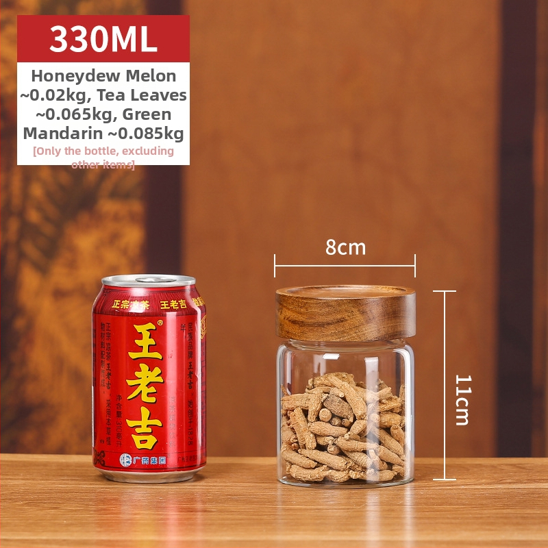 Borcan sigilat de sticlă cu capac din lemn de acacia, sticlă borosilicată de înaltă calitate, pentru alimente, capacitate 301–500 ml, compatibil cu microundele