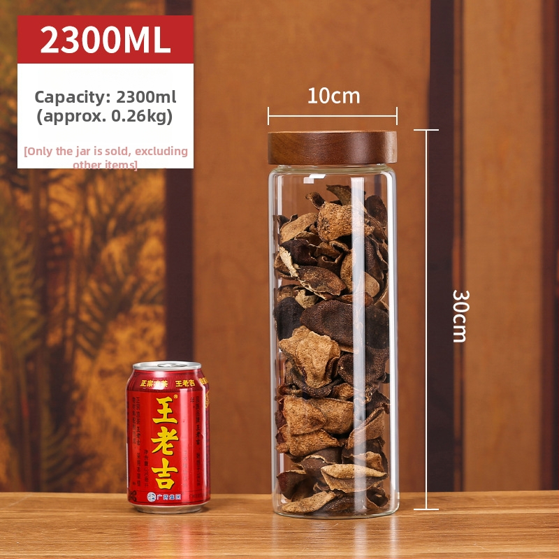 Borcan sigilat de sticlă cu capac din lemn de acacia, sticlă borosilicată de înaltă calitate, pentru alimente, capacitate 301–500 ml, compatibil cu microundele