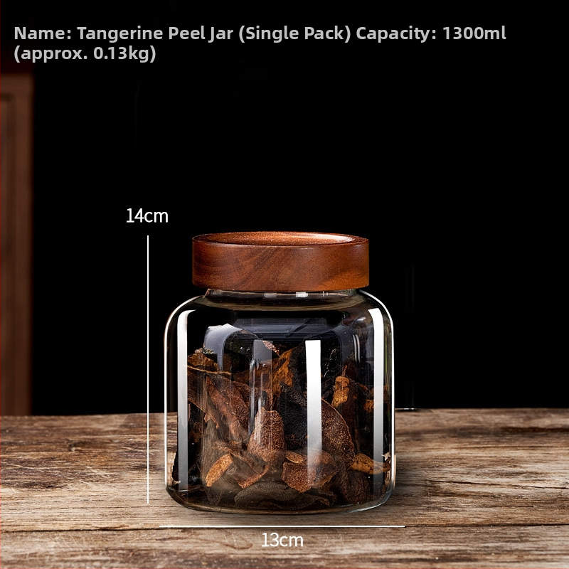 Borcan sigilat de sticlă cu capac din lemn de acacia, sticlă borosilicată de înaltă calitate, pentru alimente, capacitate 301–500 ml, compatibil cu microundele