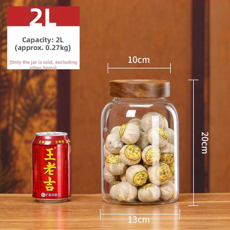 Borcan sigilat de sticlă cu capac din lemn de acacia, sticlă borosilicată de înaltă calitate, pentru alimente, capacitate 301–500 ml, compatibil cu microundele