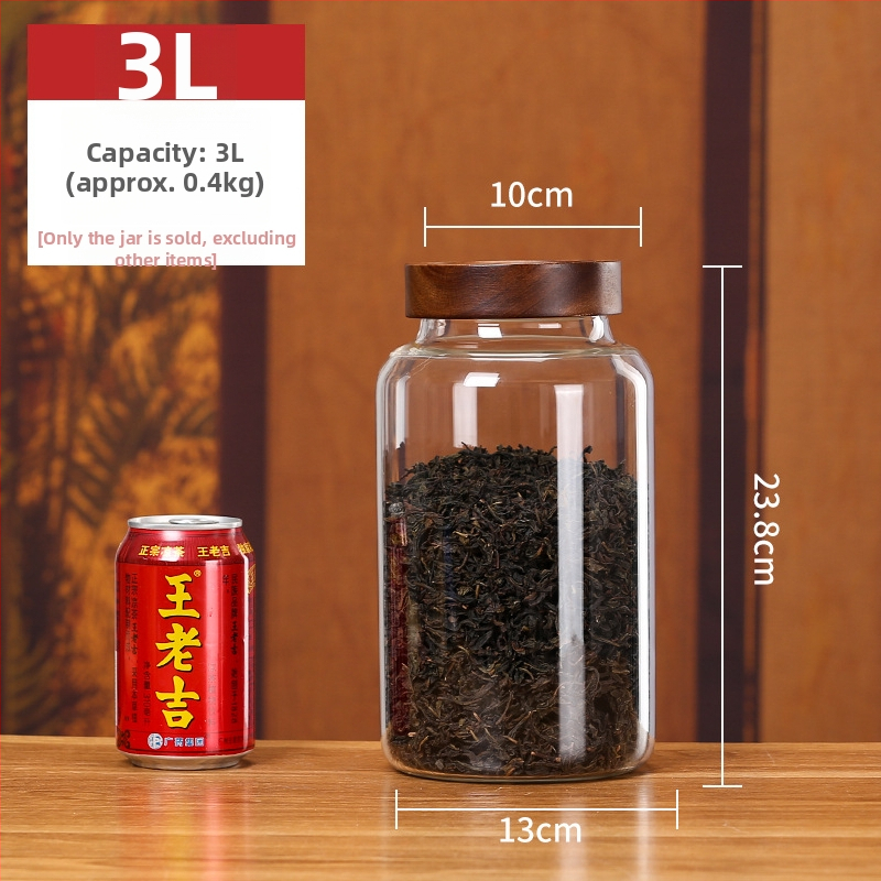 Borcan sigilat de sticlă cu capac din lemn de acacia, sticlă borosilicată de înaltă calitate, pentru alimente, capacitate 301–500 ml, compatibil cu microundele