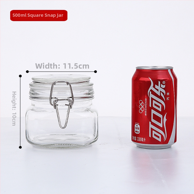 Borcan din sticlă sigilat, formă rotundă, design minimalist modern, pentru depozitare în cămară