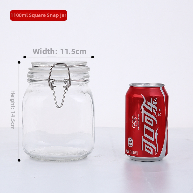 Borcan din sticlă sigilat, formă rotundă, design minimalist modern, pentru depozitare în cămară