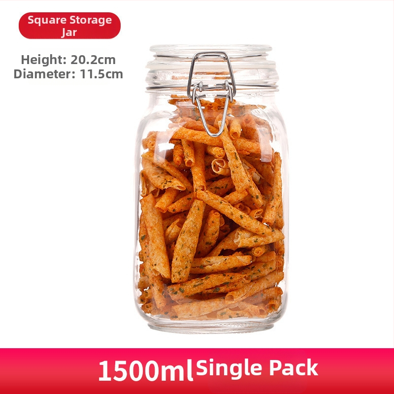 Borcan din sticlă sigilat, formă rotundă, design minimalist modern, pentru depozitare în cămară