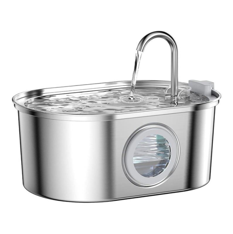 Οβάλ ανοξείδωτος δοχέας πόσιμου νερού για κατοικίδια – υπερ-αθόρυβος, αποσπώμενος σχεδιασμός, για σκύλους και γάτες