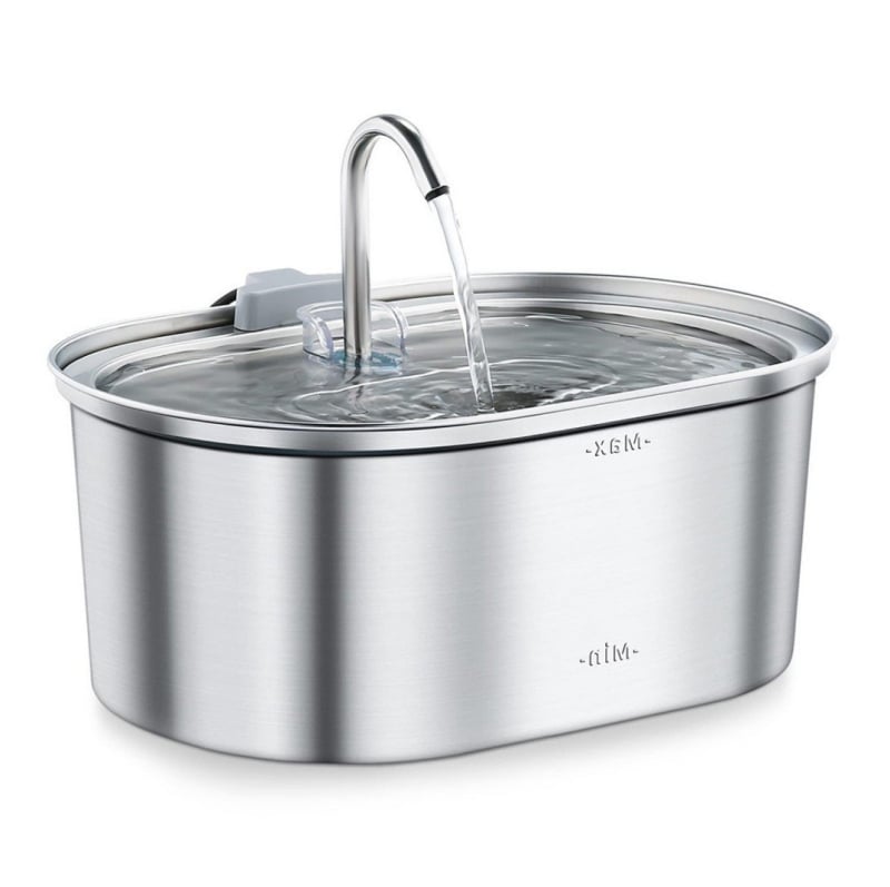 Οβάλ ανοξείδωτος δοχέας πόσιμου νερού για κατοικίδια – υπερ-αθόρυβος, αποσπώμενος σχεδιασμός, για σκύλους και γάτες