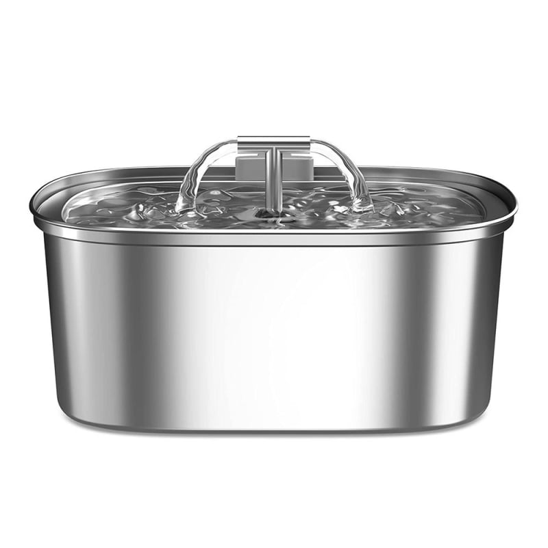 Οβάλ ανοξείδωτος δοχέας πόσιμου νερού για κατοικίδια – υπερ-αθόρυβος, αποσπώμενος σχεδιασμός, για σκύλους και γάτες