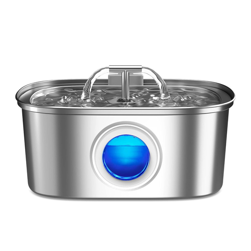 Οβάλ ανοξείδωτος δοχέας πόσιμου νερού για κατοικίδια – υπερ-αθόρυβος, αποσπώμενος σχεδιασμός, για σκύλους και γάτες