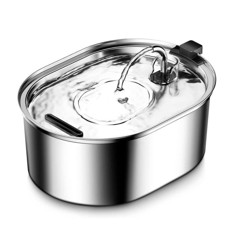 Οβάλ ανοξείδωτος δοχέας πόσιμου νερού για κατοικίδια – υπερ-αθόρυβος, αποσπώμενος σχεδιασμός, για σκύλους και γάτες