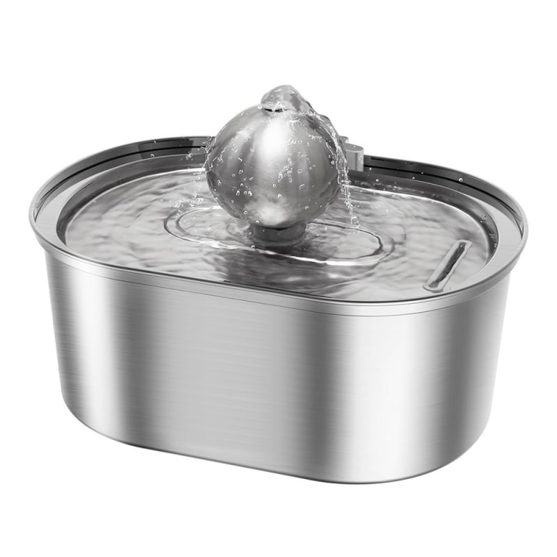 Οβάλ ανοξείδωτος δοχέας πόσιμου νερού για κατοικίδια – υπερ-αθόρυβος, αποσπώμενος σχεδιασμός, για σκύλους και γάτες