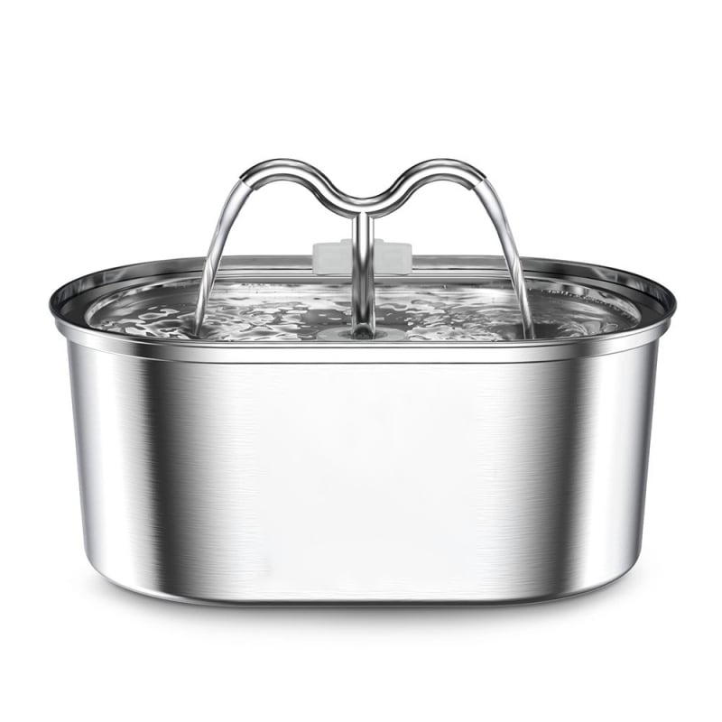 Οβάλ ανοξείδωτος δοχέας πόσιμου νερού για κατοικίδια – υπερ-αθόρυβος, αποσπώμενος σχεδιασμός, για σκύλους και γάτες