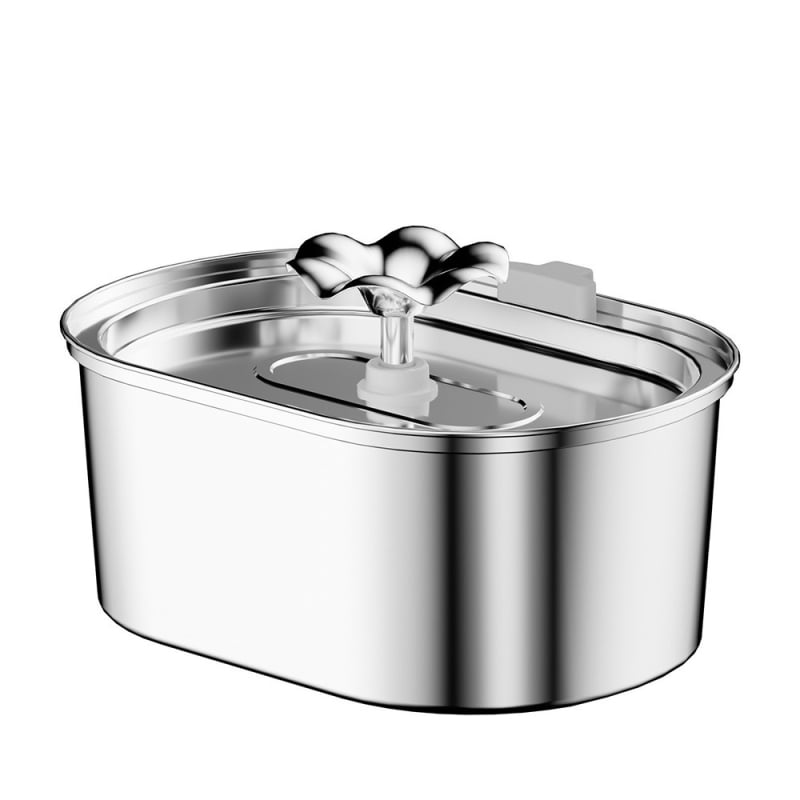 Οβάλ ανοξείδωτος δοχέας πόσιμου νερού για κατοικίδια – υπερ-αθόρυβος, αποσπώμενος σχεδιασμός, για σκύλους και γάτες