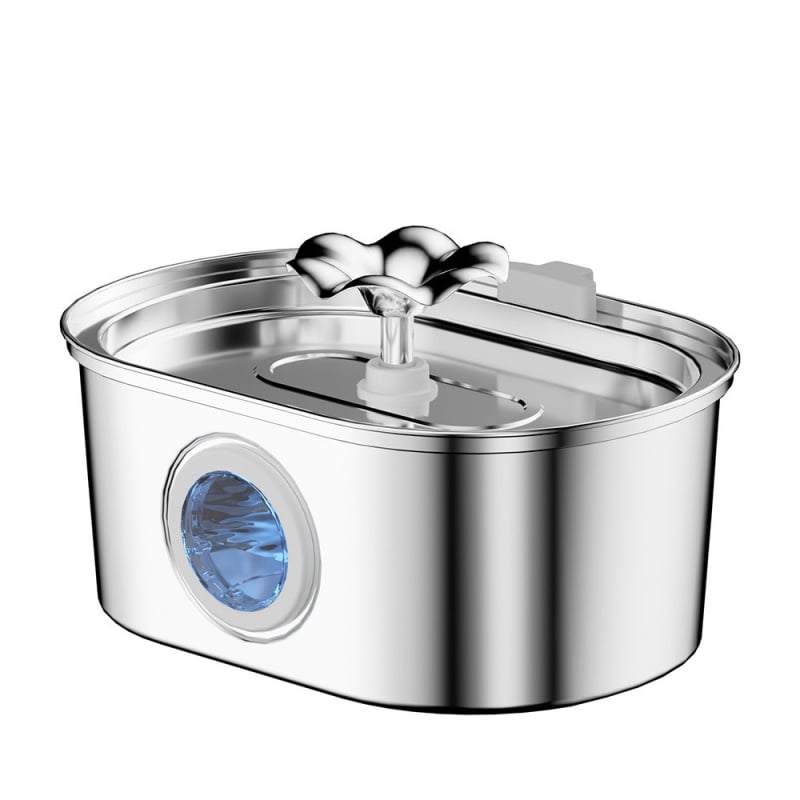 Οβάλ ανοξείδωτος δοχέας πόσιμου νερού για κατοικίδια – υπερ-αθόρυβος, αποσπώμενος σχεδιασμός, για σκύλους και γάτες