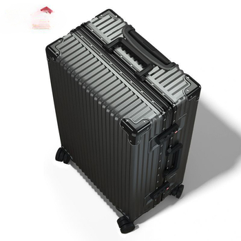 Szénszálas bőrönd cipzárral, univerzális kerekekkel és egyszerű kombinációs zárral