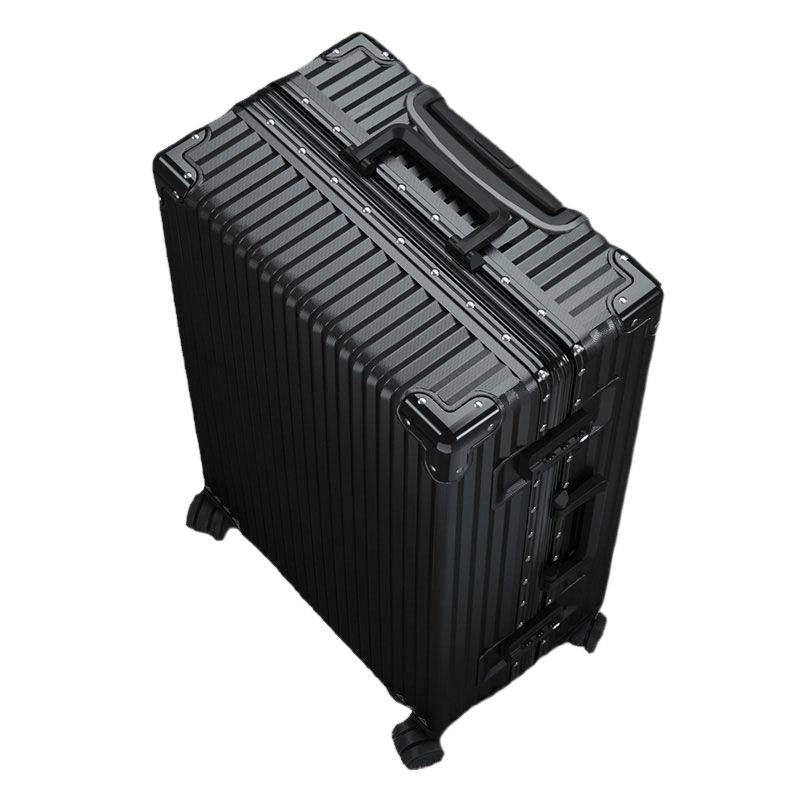 Szénszálas bőrönd cipzárral, univerzális kerekekkel és egyszerű kombinációs zárral