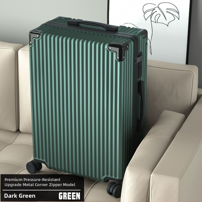 Szénszálas bőrönd cipzárral, univerzális kerekekkel és egyszerű kombinációs zárral