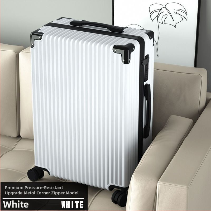 Szénszálas bőrönd cipzárral, univerzális kerekekkel és egyszerű kombinációs zárral