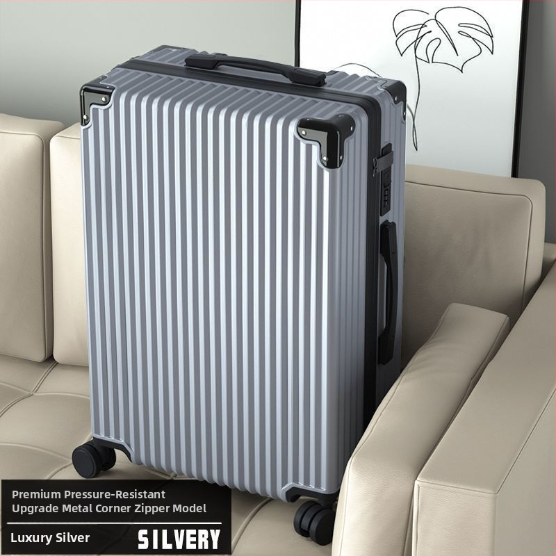 Szénszálas bőrönd cipzárral, univerzális kerekekkel és egyszerű kombinációs zárral