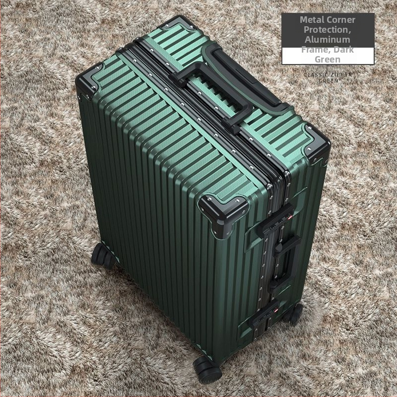 Szénszálas bőrönd cipzárral, univerzális kerekekkel és egyszerű kombinációs zárral