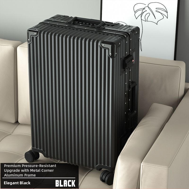 Szénszálas bőrönd cipzárral, univerzális kerekekkel és egyszerű kombinációs zárral